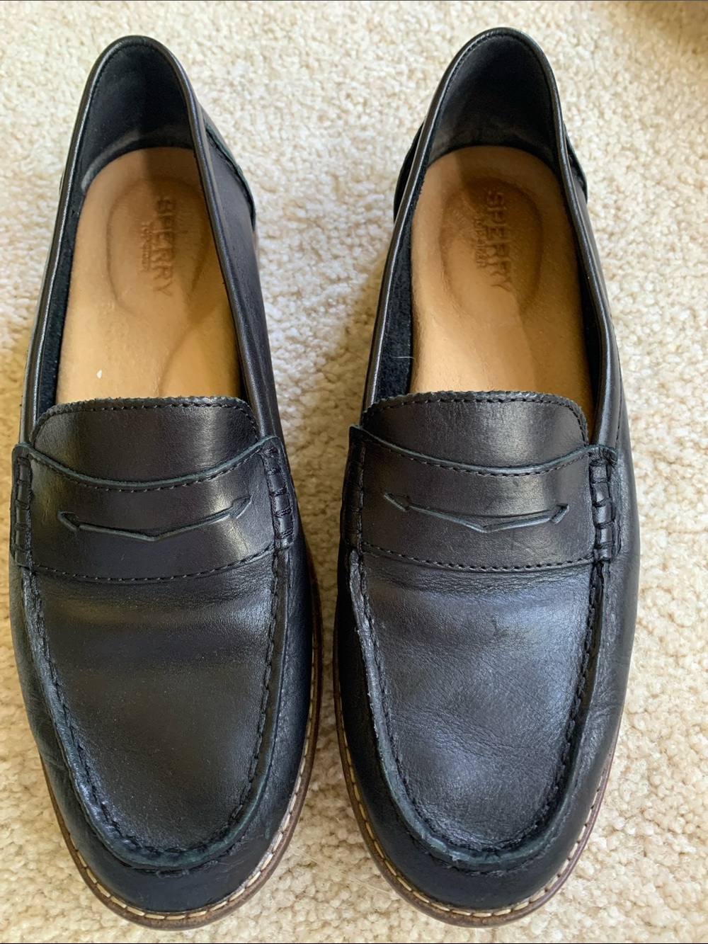 Sperry Black Leather Penny Loafers